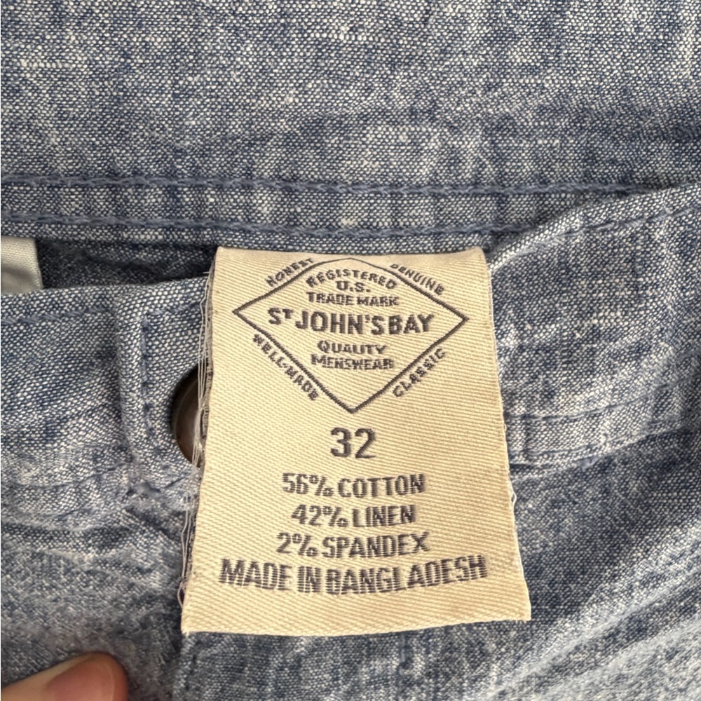 St. John's Bay Denim Blue Flat Front Shorts - Picture 3 of 4